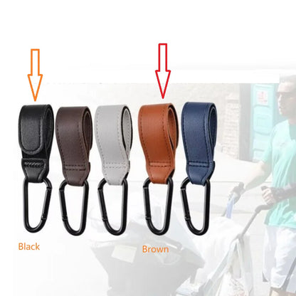 2pcs PU Leather Bag Stroller Hook Rotatable Cart Organizer Pram Hook Pram Rotate 360 Degree Stroller Accessories