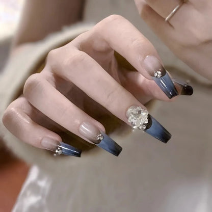 10Pcs Short Press On Nails y2k Star Rhinestone Design Handmade Press On nails Luxury With Design Full Cover Removable Fake Nails