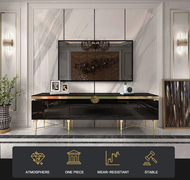 TV Table Small Sitting Room Ground Ark Of Stainless Steel Wooden Furniture Of The Lacquer That Bake