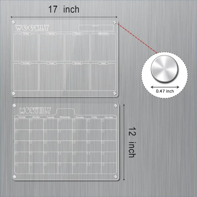 Acrylic Fridge Magnetic Blackboard Weekly Daily Calendar Memo Refrigerator Magnetic Clear Planner Dry Erase Message Board List