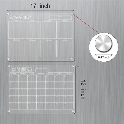 Acrylic Fridge Magnetic Blackboard Weekly Daily Calendar Memo Refrigerator Magnetic Clear Planner Dry Erase Message Board List