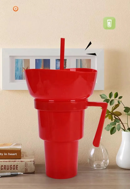 2-in-1 Silicone Beverage Cola Cup With Snack Tray Bowl Straw for Popcorn and Snacks at Cinemas Dropshipping Sourcing Wholesale