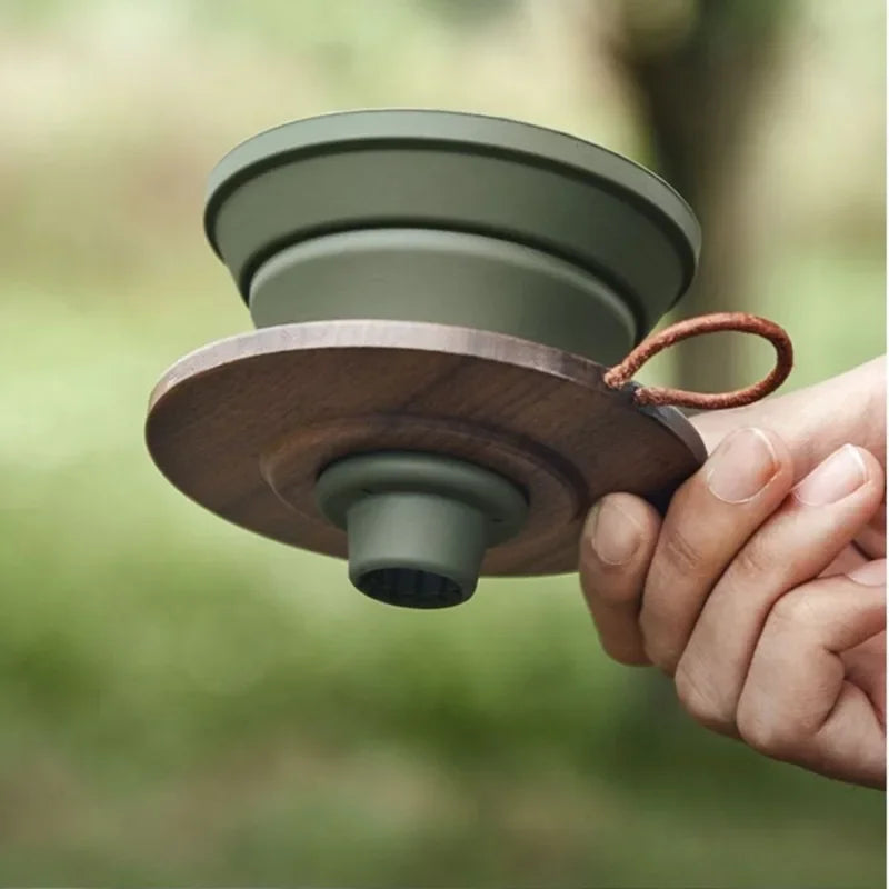 1-2 People Hand Brewing Coffee Coffee Filter Cup Outdoor Hand Brewing Filter Cup Set Silicone Foldable Filter Cup with Base