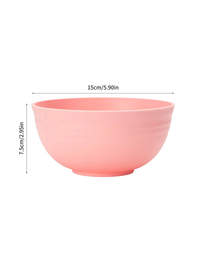 4/6/8pcs Pink cereal bowl Reusable household plastic dinner bowl can hold food dessert cereal outdoor camping bowl