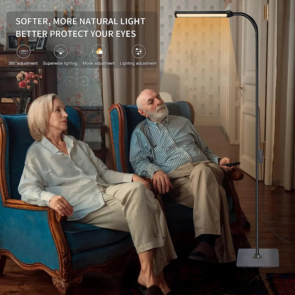 LED Floor Lamp For Living Room Adjustable Gooseneck Stand Light Dimmable Indoor Bedroom Standing Reading Light Office Decoration