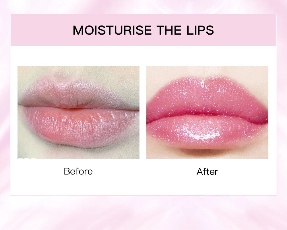 QIBEST Glitter Jelly Lipstick Lip Balm Colors Changing Lipstick Moisturizing Makeup Water Glossy Transparent Lip Stain Cosmetics