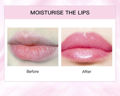 QIBEST Glitter Jelly Lipstick Lip Balm Colors Changing Lipstick Moisturizing Makeup Water Glossy Transparent Lip Stain Cosmetics