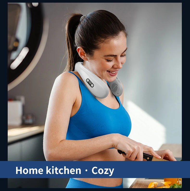 New Wearable Neck Fan Hanging Neck Fan Rechargeable Semiconductor Cooling Bladeless Fan Outdoor Personal Fan Wearable Cooler