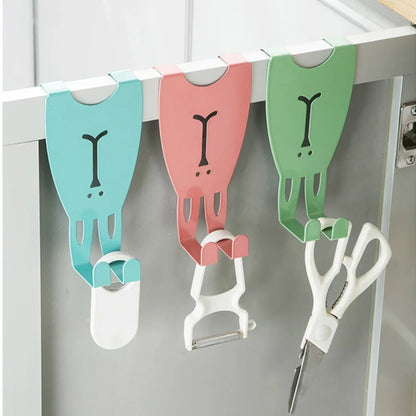 Hooks Cartoon Rabbit Door Back Hook Punch Cupboard Rear Hanger Bedroom Kitchen Wardrobe Wall Hanger Home Storage Shelf Coat Hook