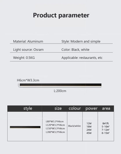 Modern LED Strip Light Long One Lamp Bright Installation For Living Room Aisle Balcony Entrance Hallway Corridor Office Lighting