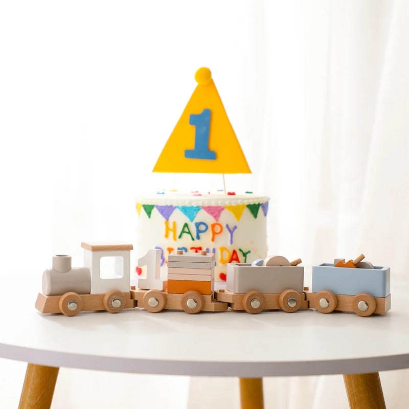 Montessori Toys Wooden Train Birthday Toy Baby Educational Toys Wooden Trolley Baby Learning Toys Number Of Wood Baby Toys Gifts