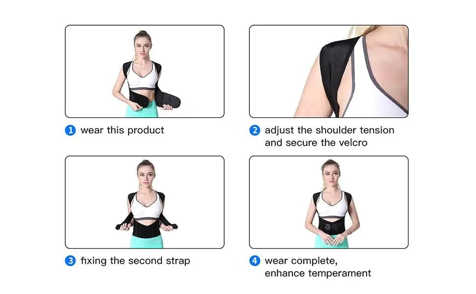 Magnetic Therapy Back Posture Corrector With Adjustable Shoulder Support For Sitting Posture Correction Breathable And Shaping