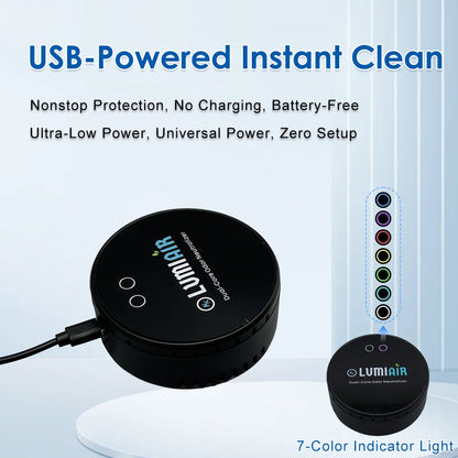 Smart Air Purifier/Deodorizer-USB-Powered Air Cleaner with Dual-core chip, Low Noise Operation for Smalller Spaces