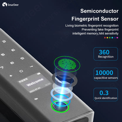 SmarDeer smart Lock with Sliding glass door Fingerprint Lock for Tuya Smart Home Aluminum Glass Door Electronic Lock