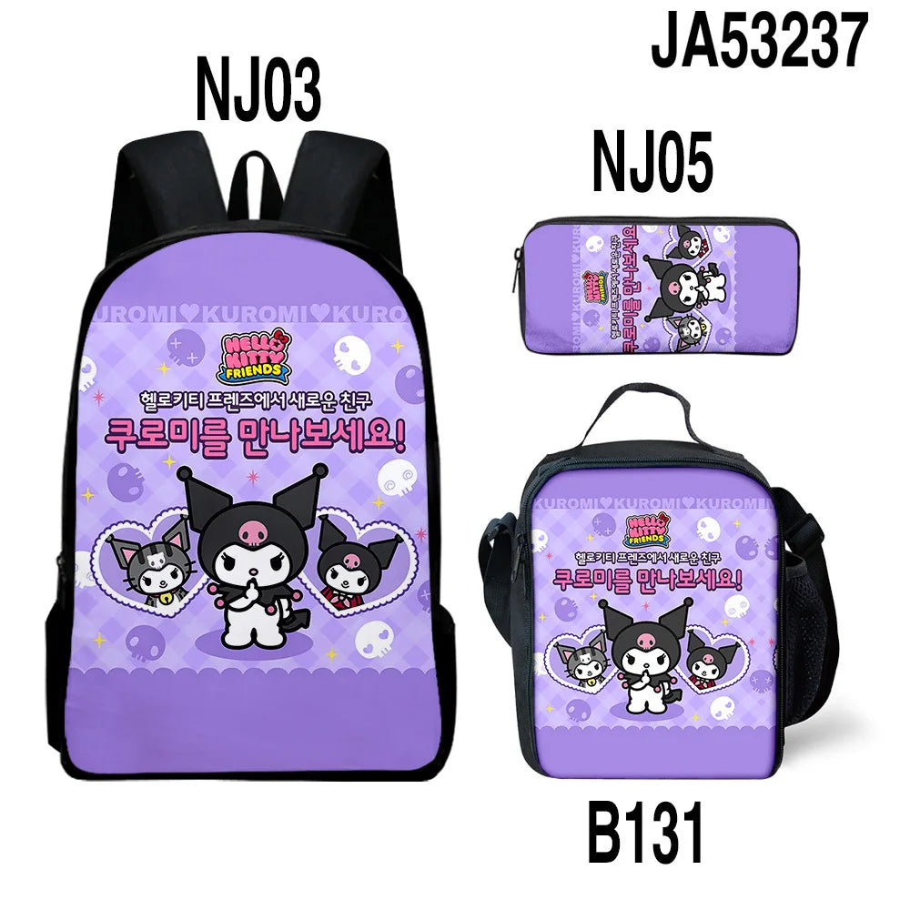 Sanrio Kuromi Backpack Sanrio Backpack Pencil Bag Student School Bag Primary and Middle kawaii Cartoon School Bag Mochila
