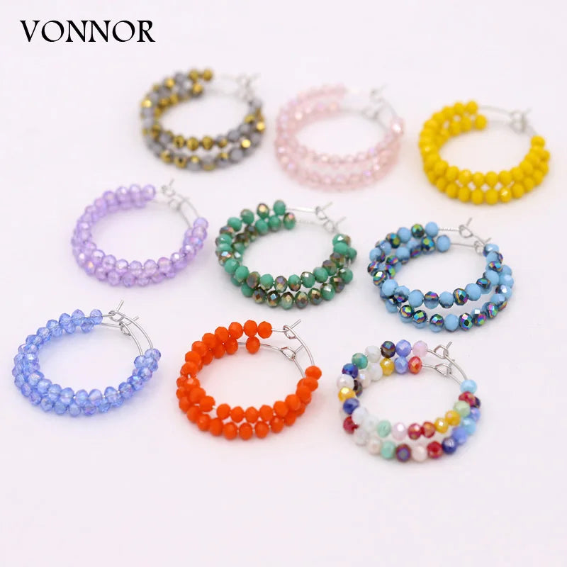 Fashion Women's Earrings Boho Colorful Crystal Beaded Earrings Jewelry Female Girls Gifts Ear Ring Accessories