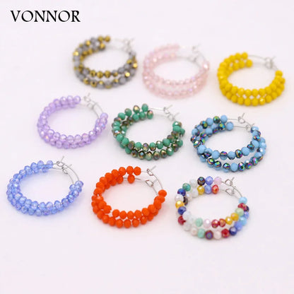 Fashion Women's Earrings Boho Colorful Crystal Beaded Earrings Jewelry Female Girls Gifts Ear Ring Accessories