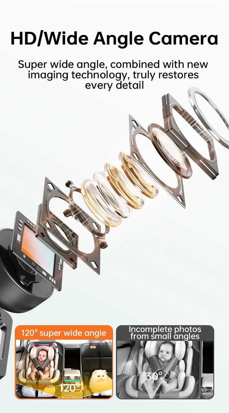 Baby Car Monitor 1080P Monitor Camera for Baby Rear Facing Seat Mirror Display 125° Wide View Night Vision Car Mirror Camera