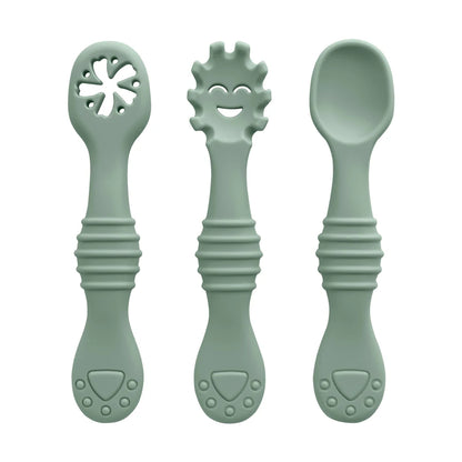 3Pcs/Set Mother Kids Baby Silicone Spoon Fork Bebeb Feeding Food Baby Stuff Toddler Learn To Eat Training Baby Items