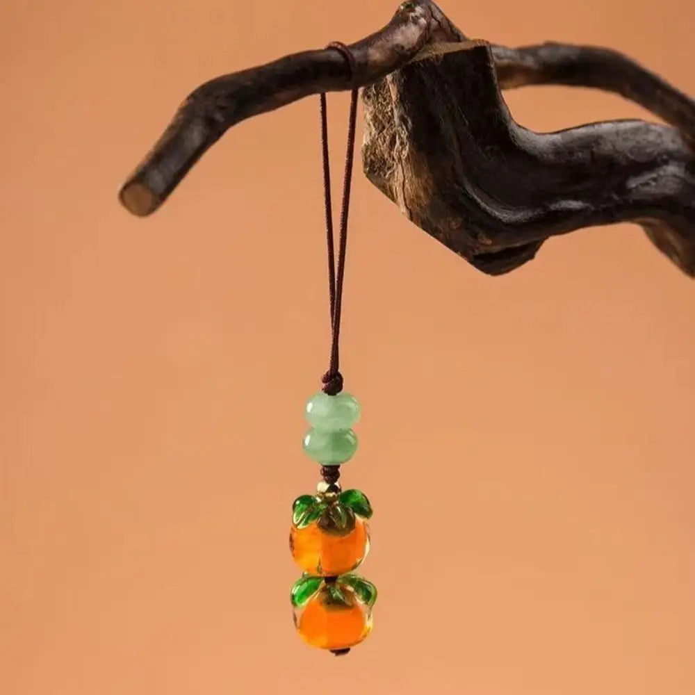 Everything Goes Well Phone Lanyard Fashion Cute Persimmon Phone Case Chain Straps Beaded Phone Anti-lost Rope