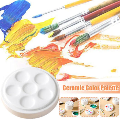 6 Wells Ceramic Artist Paint Palette Watercolor Mixing Tray Paint Tray Rectangle Shape Gouache Ceramic Palette Art Supplies