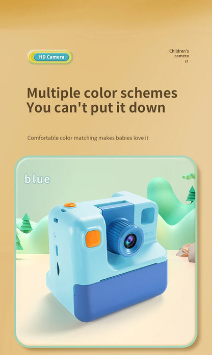 Kids Instant Camera Print Camera For Children Camera 1080P HD Digital Camera Photo Paper Child Toy Camera For Christmas Gift