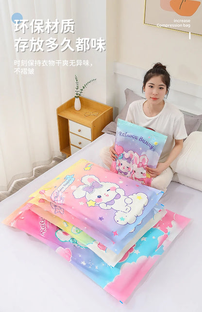 2pcs Vacuum Compression Storage Bags  - Space Saver for Clothes, Blankets, Quilts - Travel and Home Organization Essential