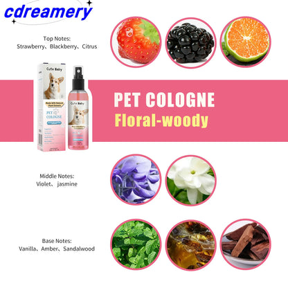 CDY 100ml Pet Perfume Spray for Cats and Dogs, Odor Eliminator and Air Freshener with Long-lasting Fragrance