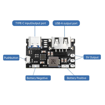 5V TYPE C + USB A 2.4A Charger Discharger Module Single Lithium Battery Charger Board Supports Charging And Discharging