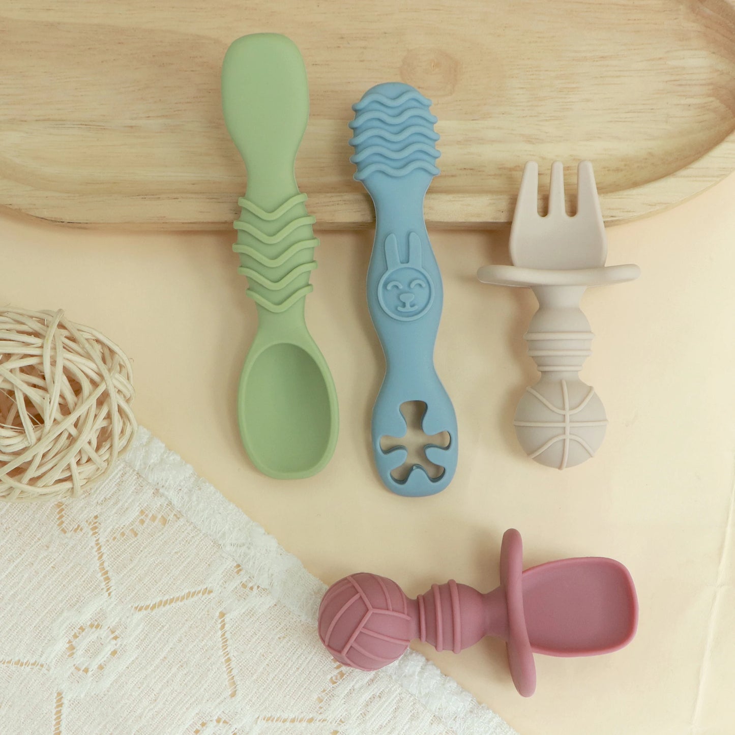 Fashion New 4-Pack Silicone Toddler Spoon Cutlery - Baby Feeding Supplies Toddler Food Supplies, Noodles, Perfect Christmas Gift