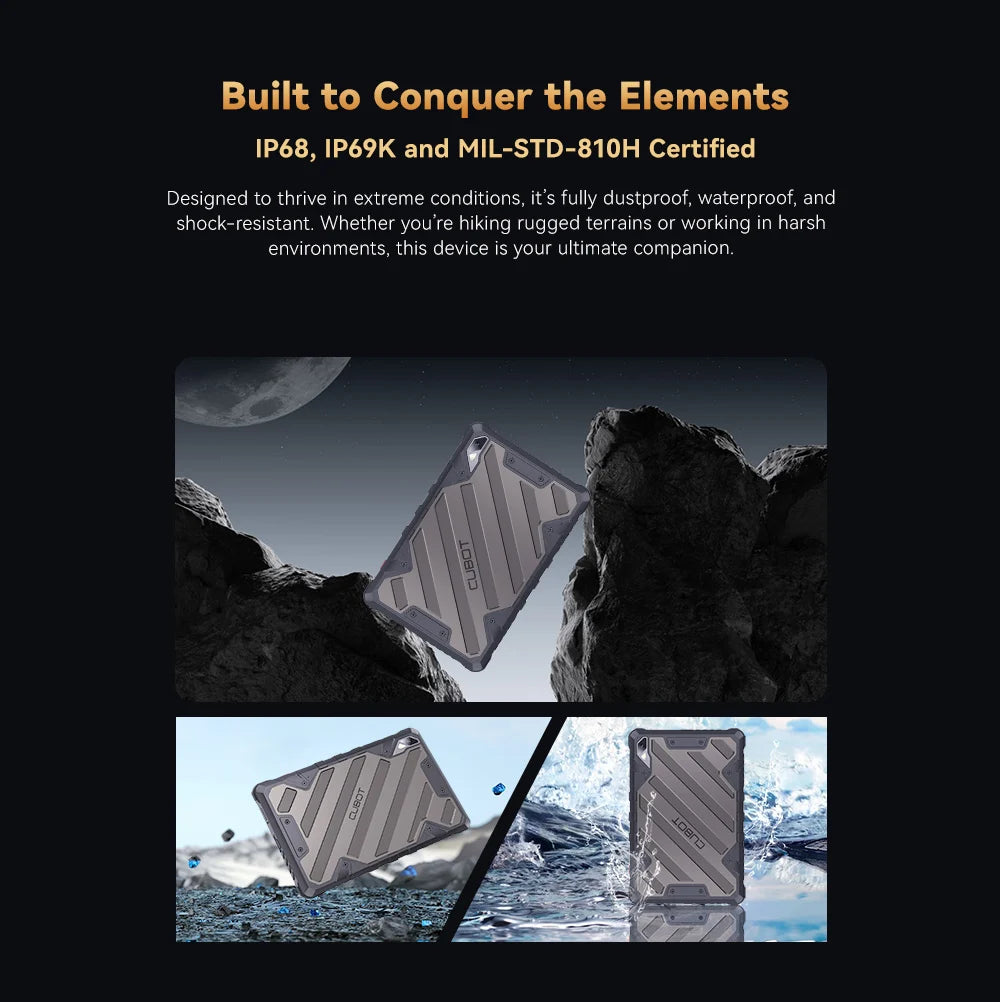 Cubot Tab KingKong 2, Rugged Tablet Android 14, Helio G99, 20400mAh Battery,16GB RAM+256GB ROM, IP68 Waterproof, 10.95" Screen