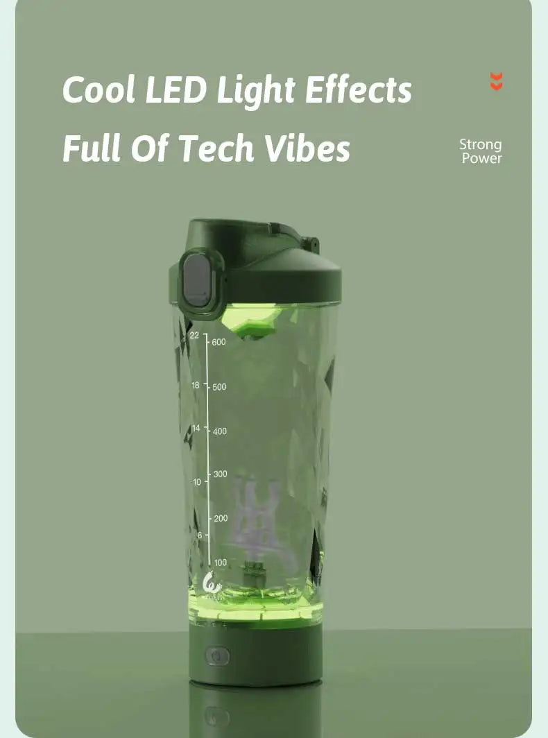 Portable Mixing Cup 600ml Protein Shaker Bottle Fully Automatic Blender Kettle USB Rechargeable Multipurpose for Gym Outdoor