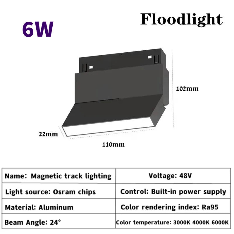 Magnetic Track Light Grille Flood Lamp Modern Embedded Flexible Linear Fixture LED Spotlight DC48V Ceiling Indoor Living