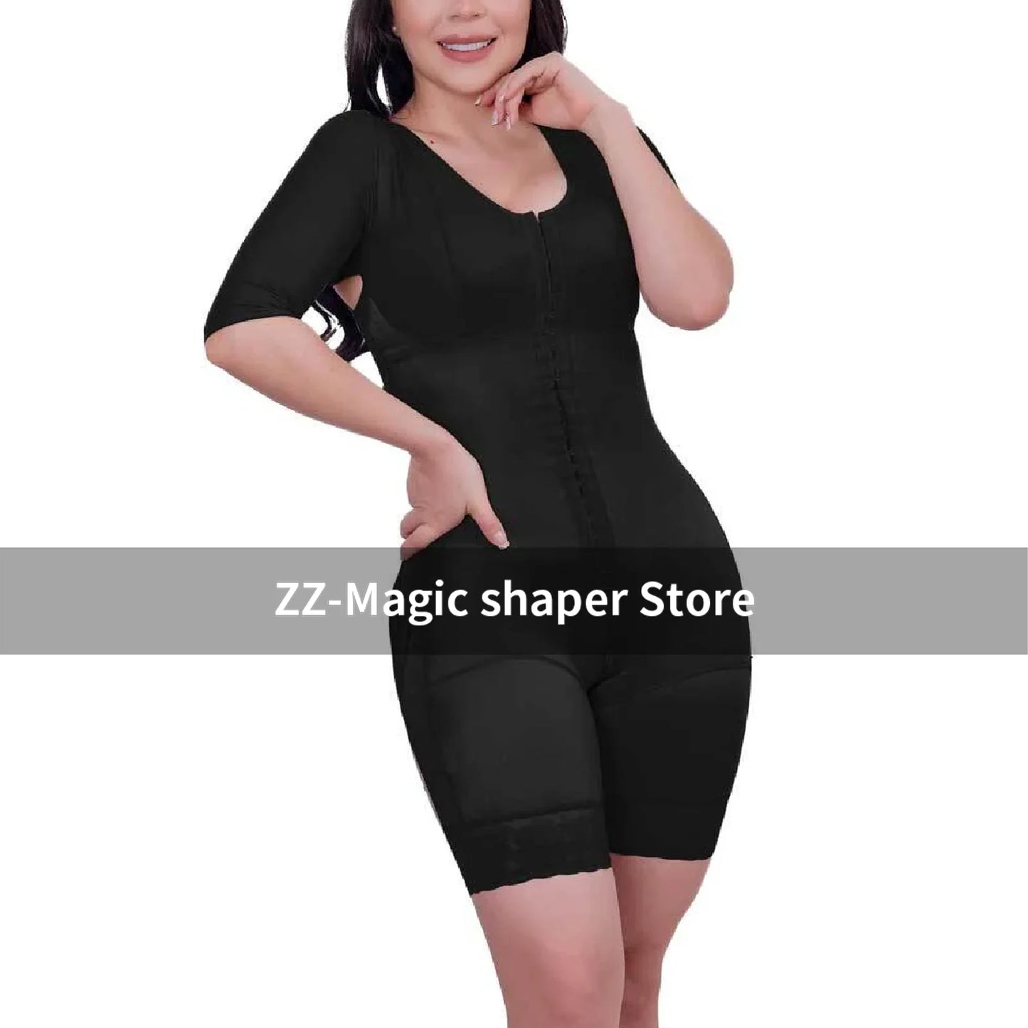 Shapewear jumpsuit with short sleeves Fajas Colombianas Tummy Control Butt Lifter Body Shaper Postpartum Girdle Waist Trainer