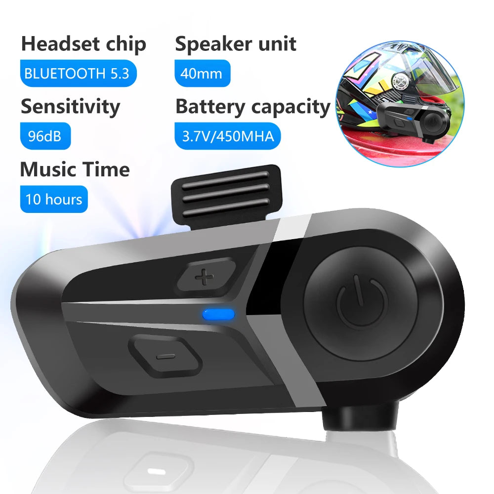 Bluetooth 5.3 Helmet Headset Wireless Hands-free Call Phone Kit Motorcycle Waterproof Earphone Music Player Speaker Moto