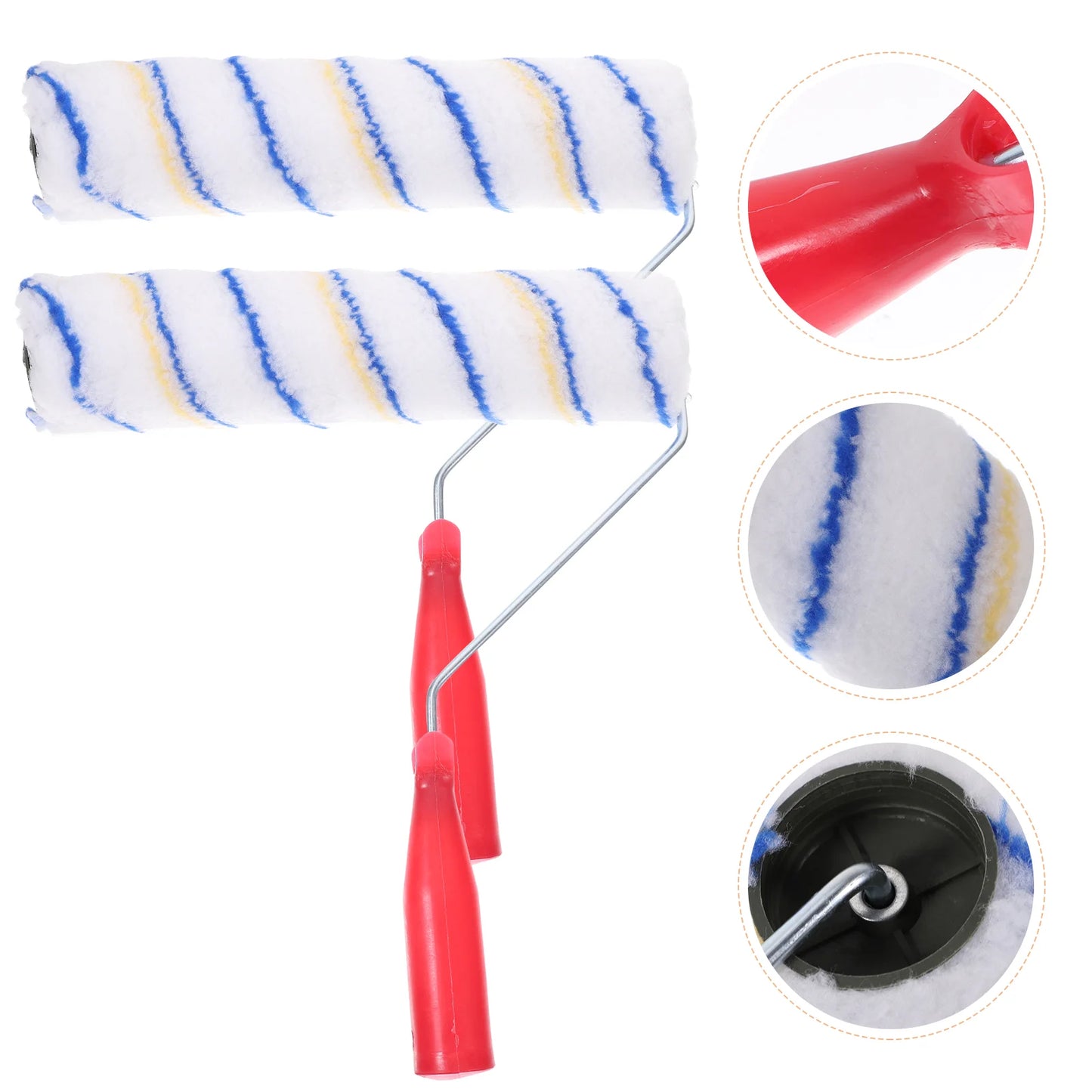 2Pcs Roller Paint Brushes Handheld Wall Painting Tools Reusable Smooth Finish Coverage Decorative Rollers Paint Rollers