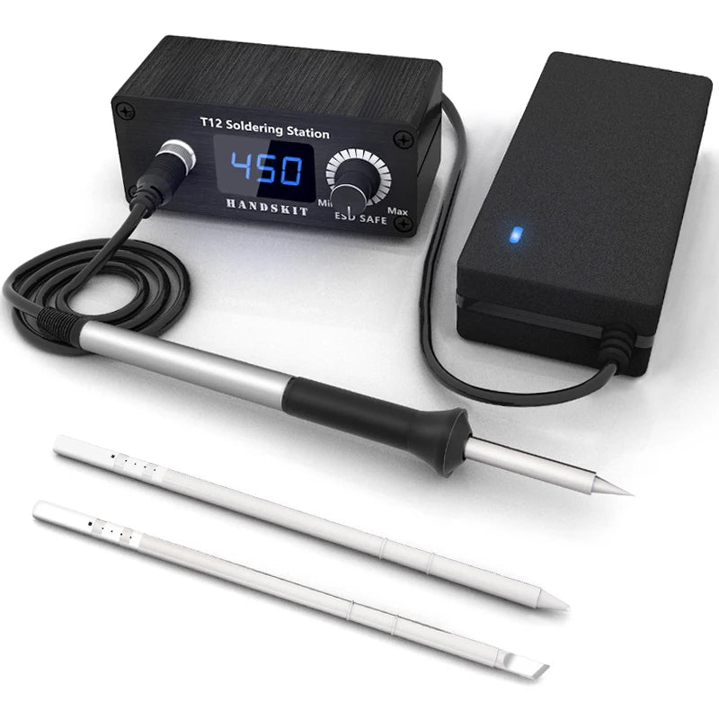 T12 Soldering Station Mini Digital Dual Voltage Repair Soldering Iron Equipment Portable Home Electronics Repair Tool Set
