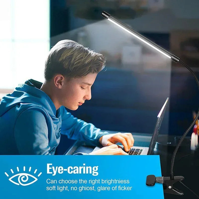 LED Reading light clip type desk lamp Study student dormitory table lamp bedroom desktop bedside lamp eye protection Clamp lamp