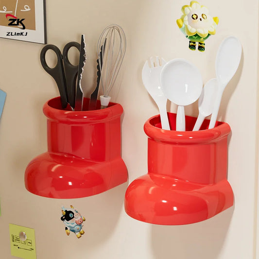 Cute Boots Magnetic Suction Fridge Wall Mounted Organizer Kitchen Decorative Organizer Basket No Punch Storage Boxes