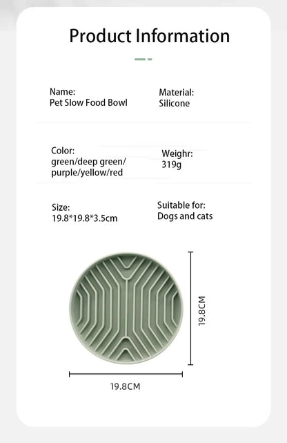 Non-slip Silicone Pet Slow Food Bowl Anti-choking Anti Knockover Cat Slow Feeder Mat with Suction Cup Dog Accessories