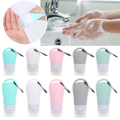 Travel Bottle Leakproof Silicone Refillable Squeezable Travel Tube with Keychain Hook for Cosmetic Toiletry Shampoo