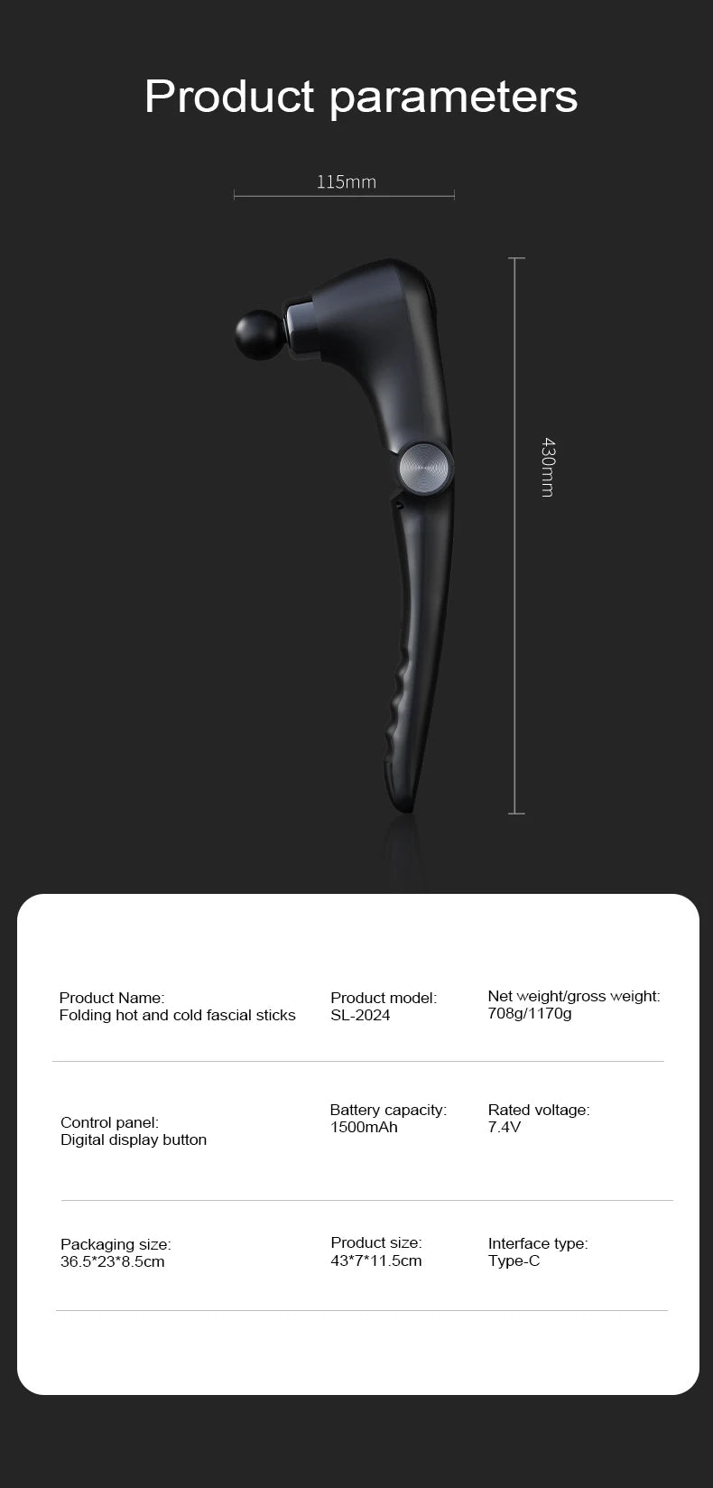 Portable Foldable Massage Gun Heat Cold Head Rotatable Design Professional Handheld Massager Whole Body Back Neck Muscle