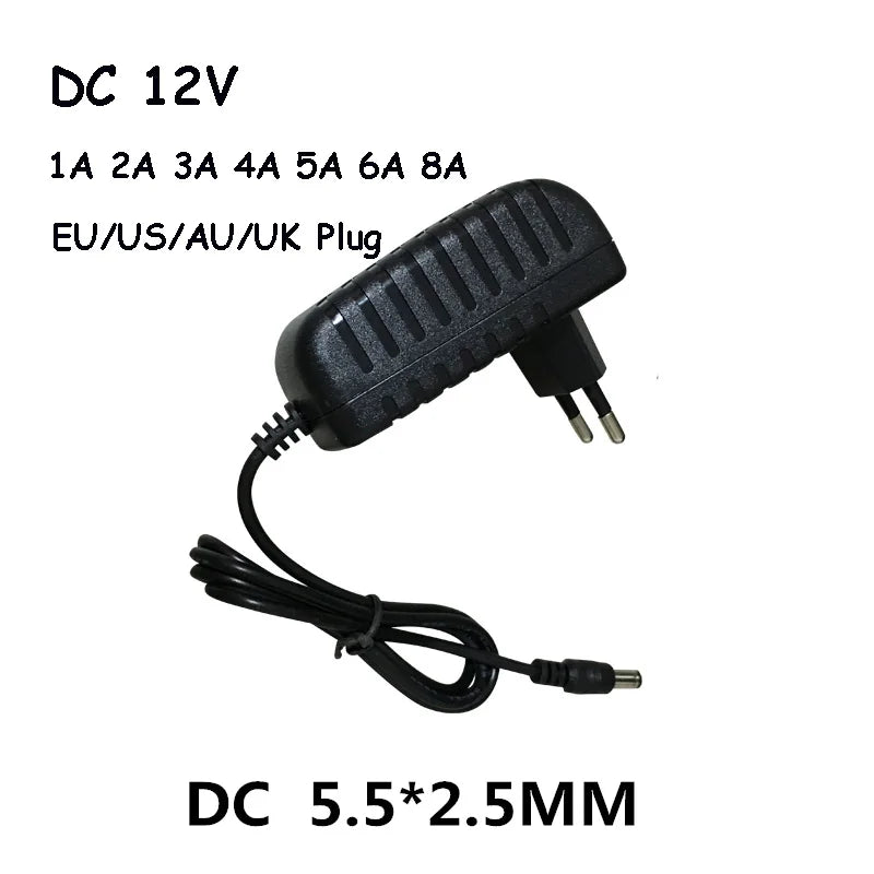 AC 110-240V DC 12V 1A 2A 3A 5A 6A 8A Universal Power Adapter Supply Charger adaptor Eu Us for LED Light Strips CCTV