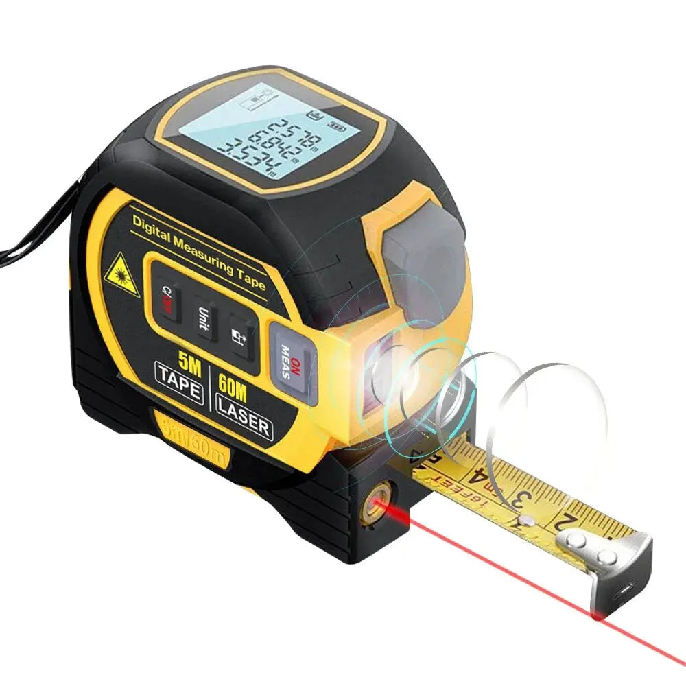 Laser Tape Measure 3 In 1 Digital Tape Measure High Precision Laser Rangefinder Steel Tape Measure