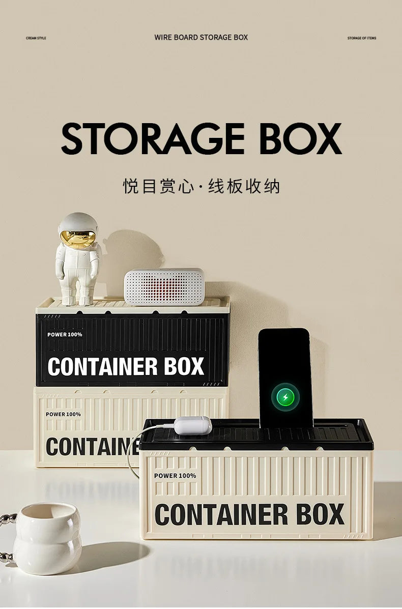 Cable Storage Box With Lid For Home Office High Capacity Cord Organizer Space Saving Desktop Socket Cable Management Box