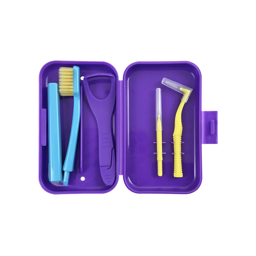 Portable Toothbrush Box Orthodontic Oral Hygiene Tools Kits Interdental Brush Tongue Scraper Travel Toothbrush Teeth Whitening
