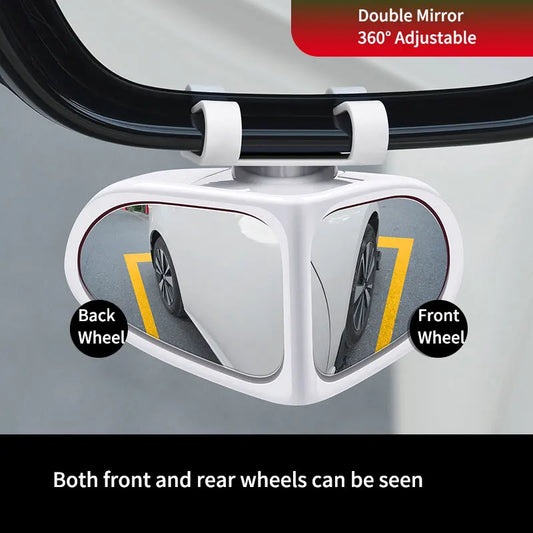 Car Blind Spot Mirror Front Wheel Auxiliary Rearview Double-Sided Mirror Wide Angle Mirror 360 Degree Adjustable for Cars SUV