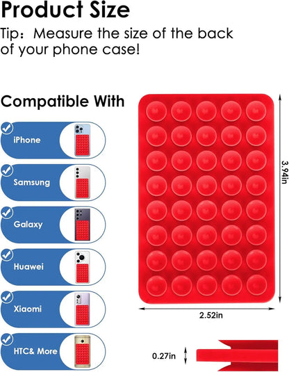 Heart Shape Double Sided Phone Suction Holder, Multi-Purpose Silicone Suction Cup Phone Mount Phone Case Sticky Phone Grip