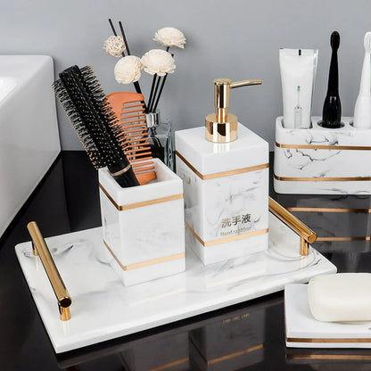 1pcs Resin Light Luxury Bathroom Wash Tray Hotel Bathroom Bathroom Wash Table Toothbrush Shelf Decoration  Toilet Accessories