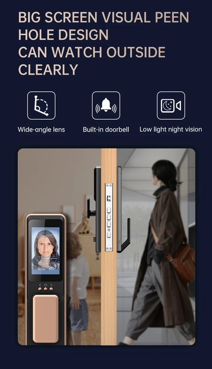 2024 Smart Door Lock  Wifi Smart Fingerprint Digital Safe Door with Camera Lock for Home